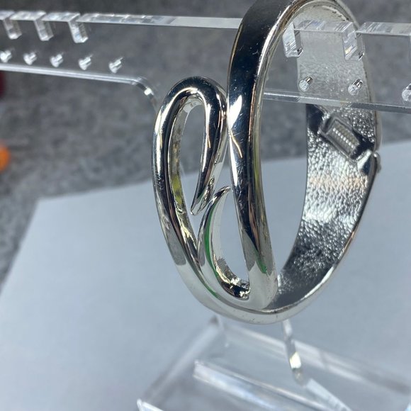 Cuff Wrap Silver Tone Bracelet Bangle Hinged Spring Adjustable Fashion Jewelry - Picture 9 of 16